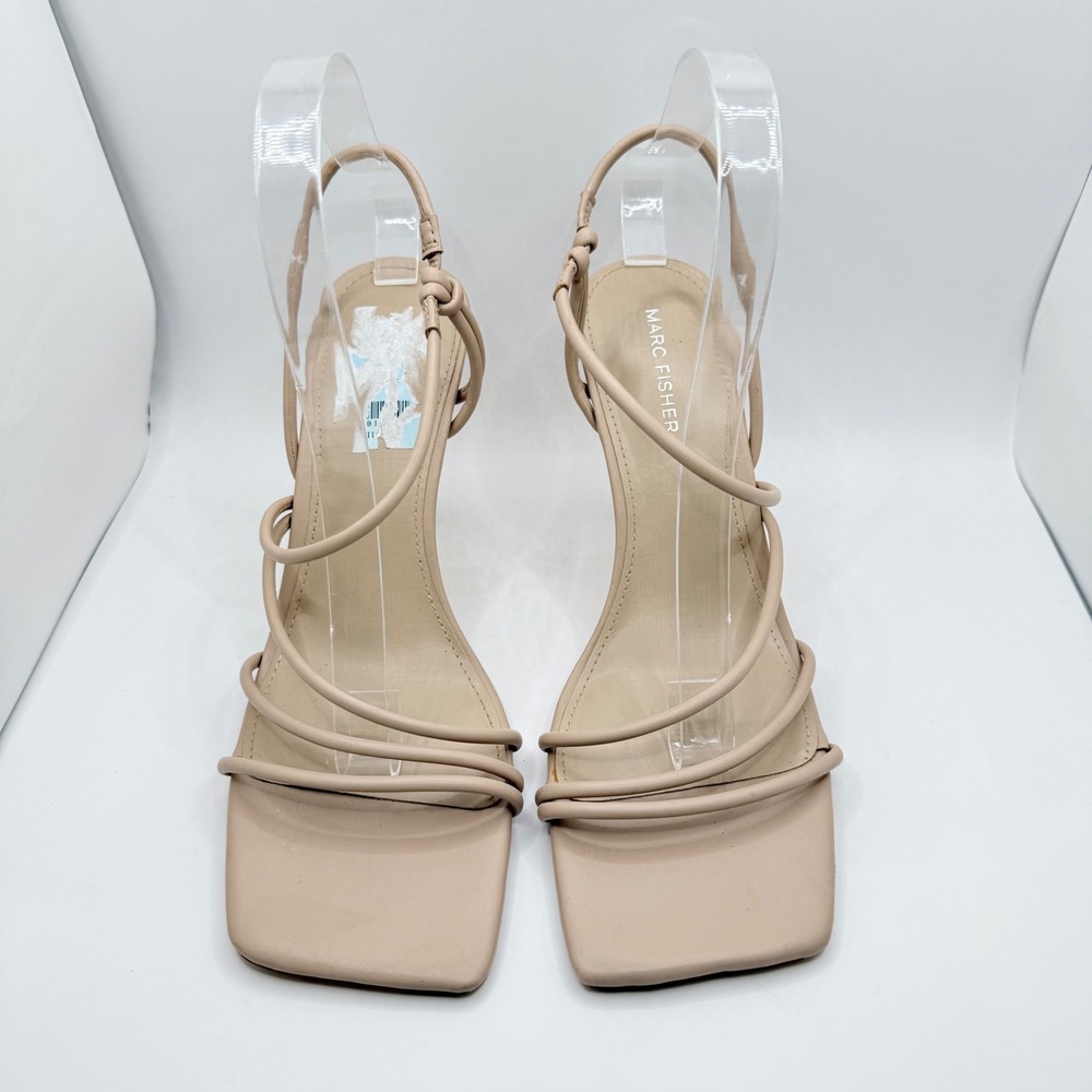 Marc Fisher Dareta Nude Strappy Square Toe Stiletto Heels Sandals 9.5M MFDARETA